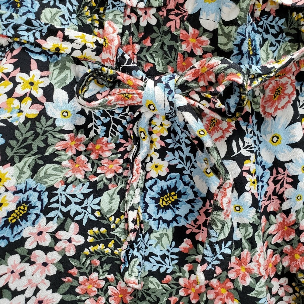 LOFT Floral Paperbag Waist Tie Front Tapered Pants Multi Color Womens Large - Picture 4 of 12
